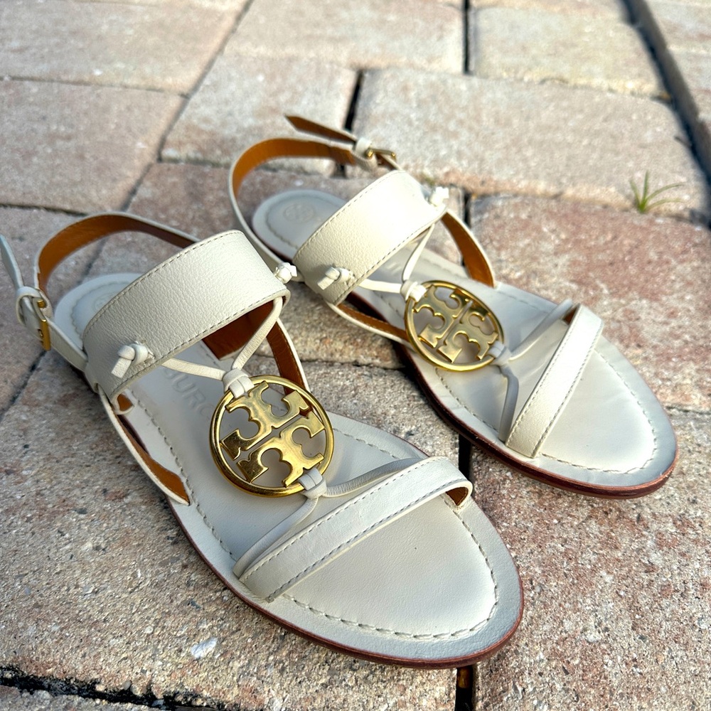 Tory Burch white leather sandals 5.5